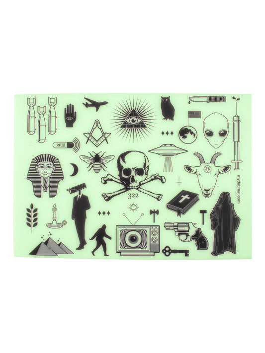 12" x 8.5" Glow-in-the-Dark Conspiracy Theory Dab Mat