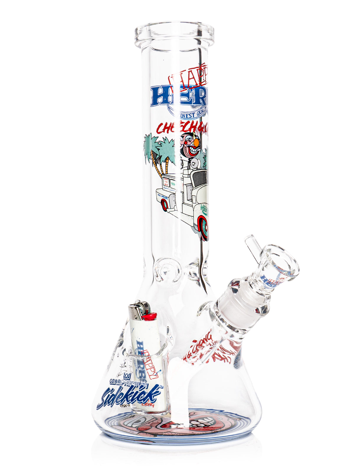 12" 7mm Thick Happy Herbs Sidekick Water Pipe (Limited Edition of 420)
