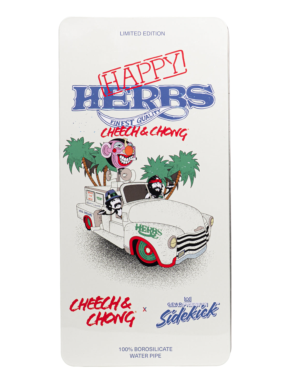 12" 7mm Thick Happy Herbs Sidekick Water Pipe (Limited Edition of 420)