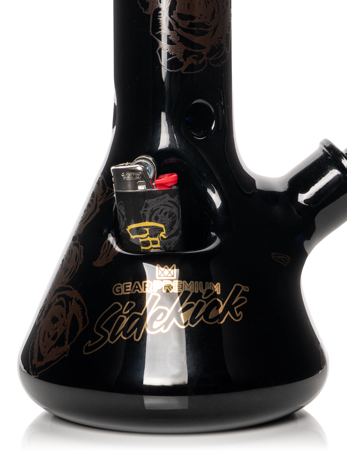 12" 7mm Thick Black & Gold Steal Your Face Sidekick Water Pipe (Limited Edition of 420)