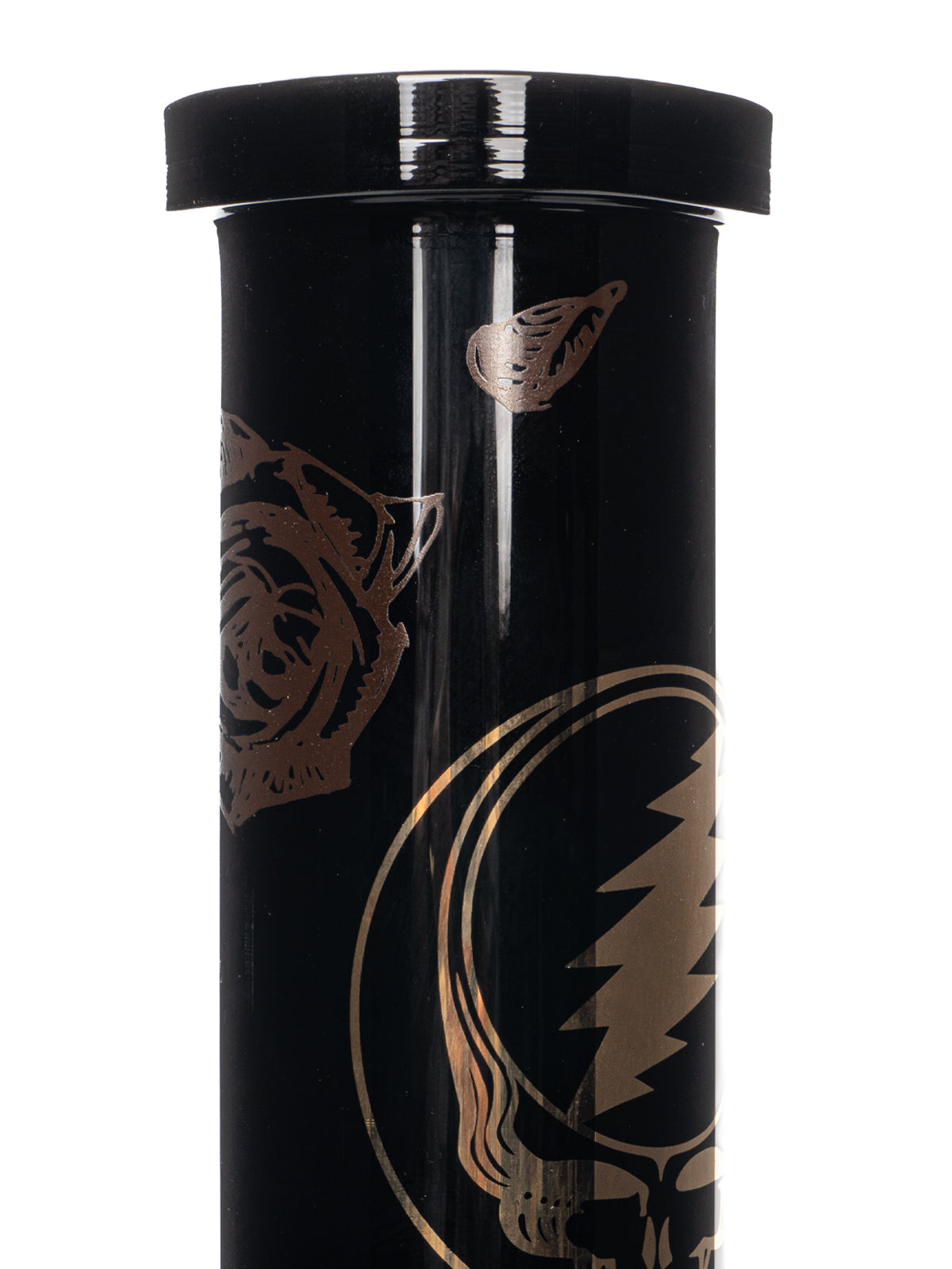 12" 7mm Thick Black & Gold Steal Your Face Sidekick Water Pipe (Limited Edition of 420)