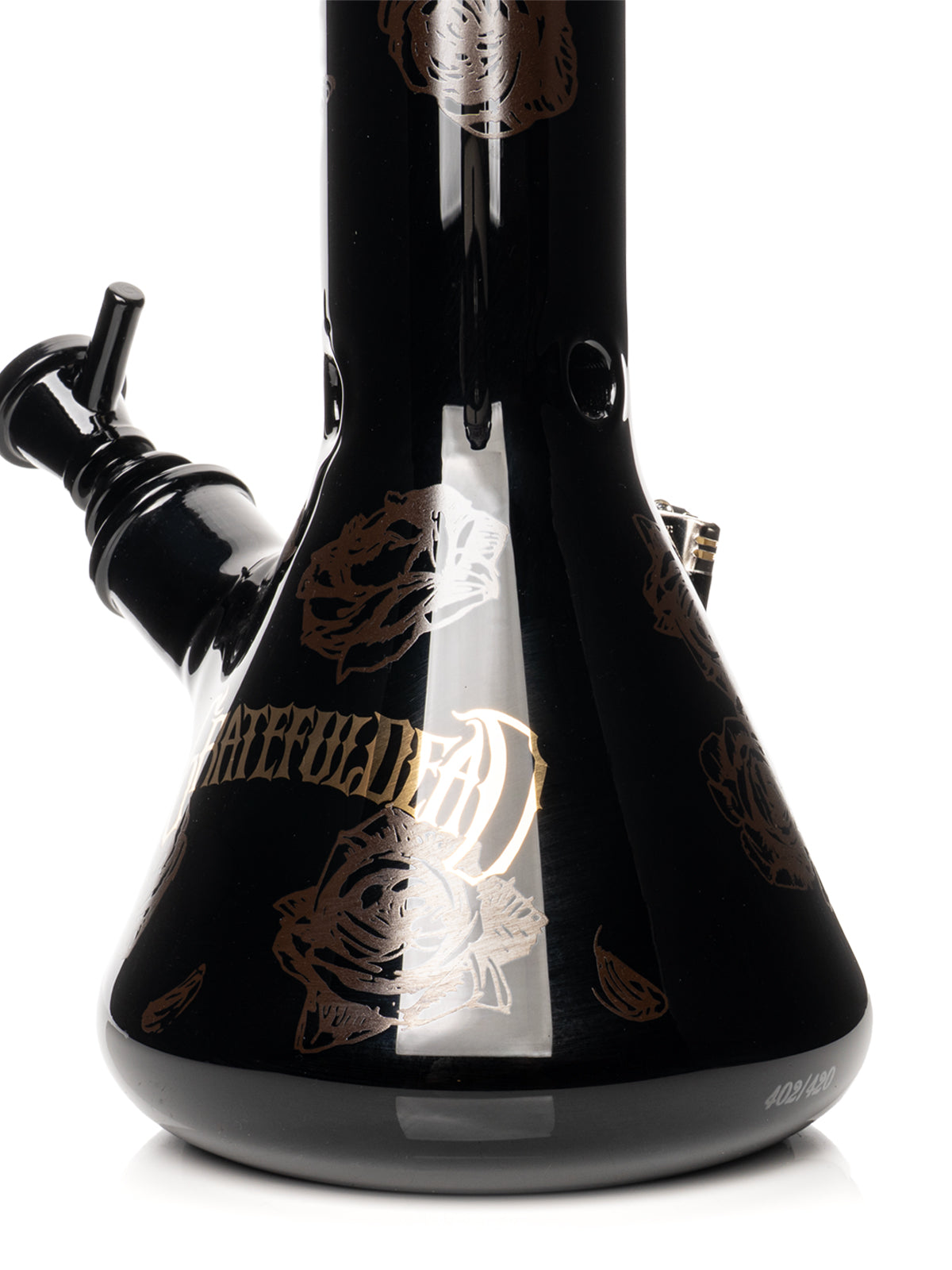12" 7mm Thick Black & Gold Steal Your Face Sidekick Water Pipe (Limited Edition of 420)