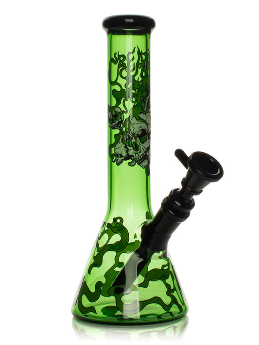10” Glow-in-the-Dark Smoking Skulls Water Pipe