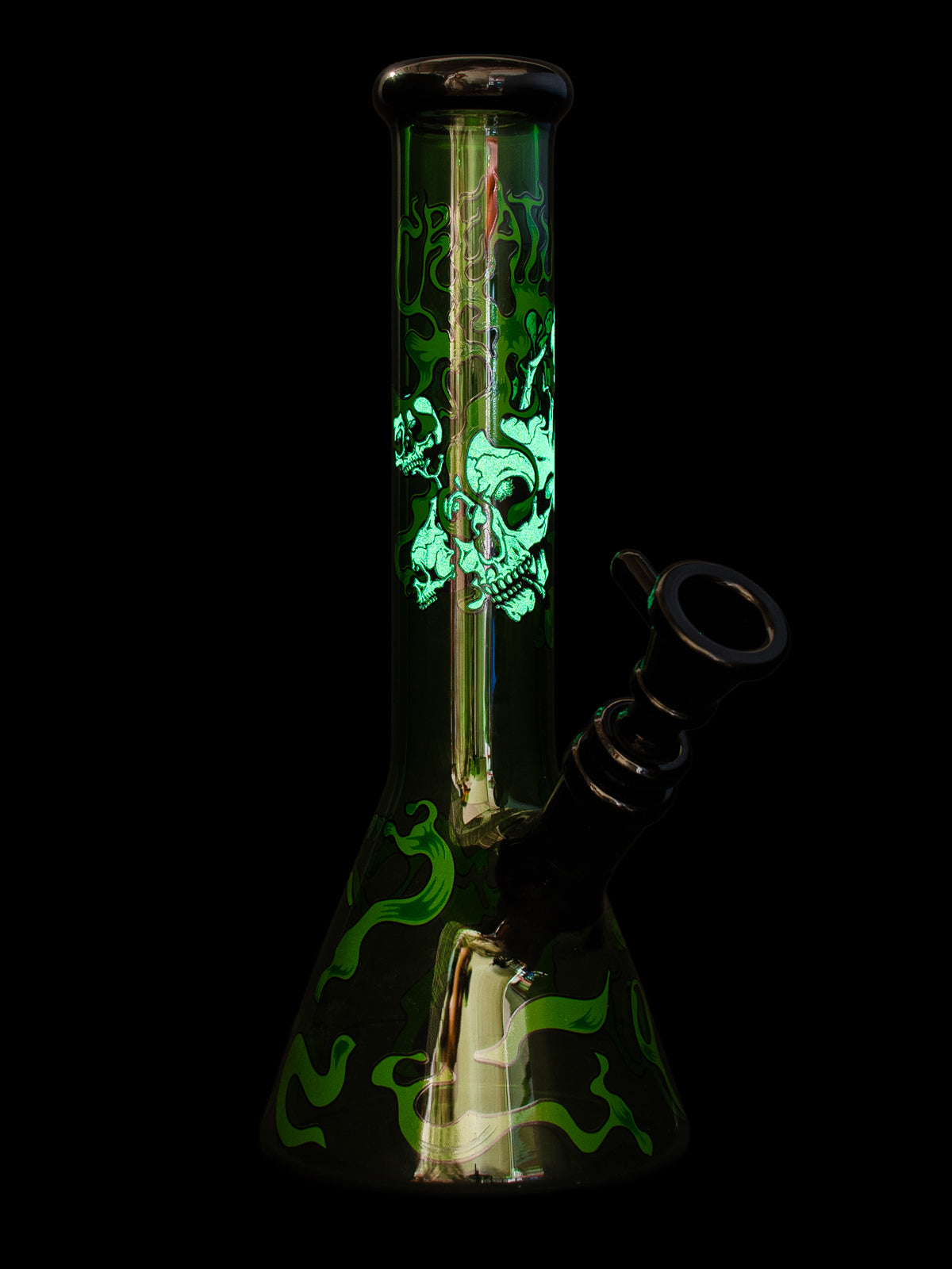 10” Glow-in-the-Dark Smoking Skulls Water Pipe